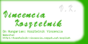 vincencia kosztelnik business card